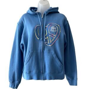 Bacardi Peace & Love Zip Front Hoodie Sweatshirt Size Small